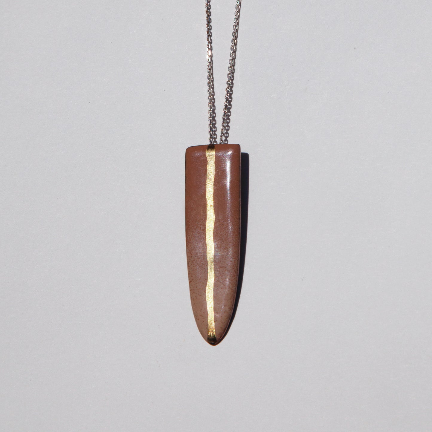 Brown and Gold Single Drop Pendant Necklace