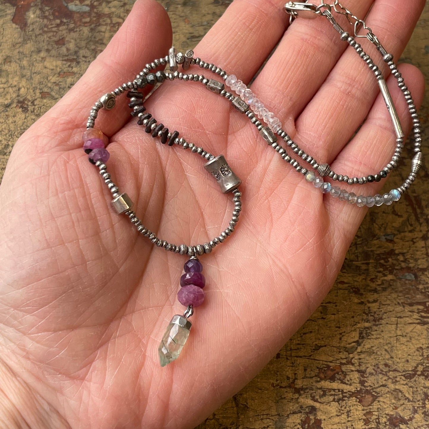 Prehnite Point Pendant Necklace