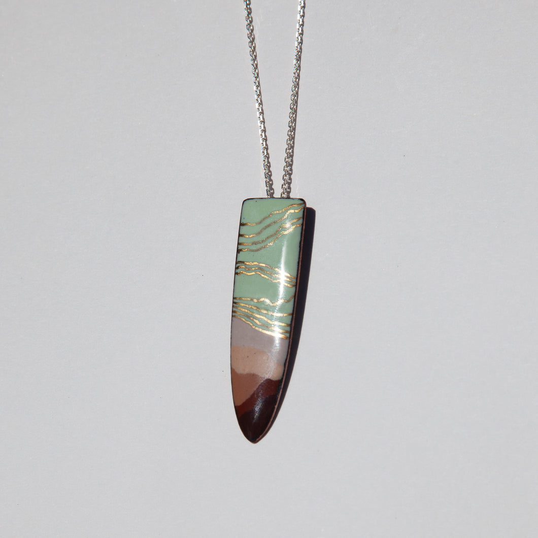 Green and Brown Gradient Single Drop Pendant Necklace