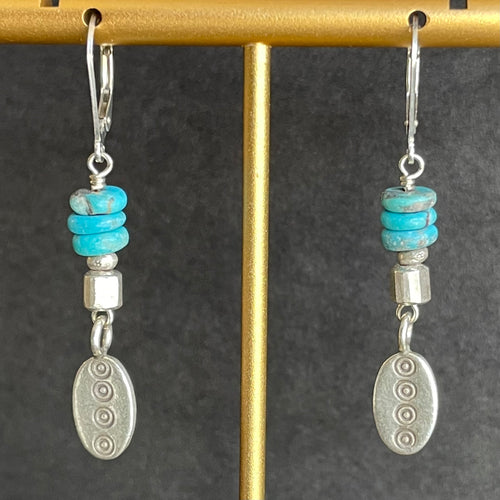 Turquoise and Thai Silver Earrings