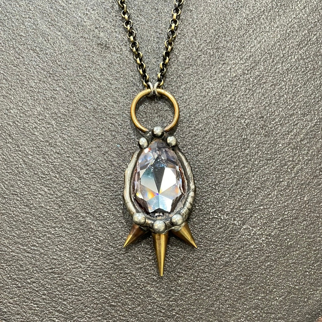 Spiked Teardrop Crystal Necklace
