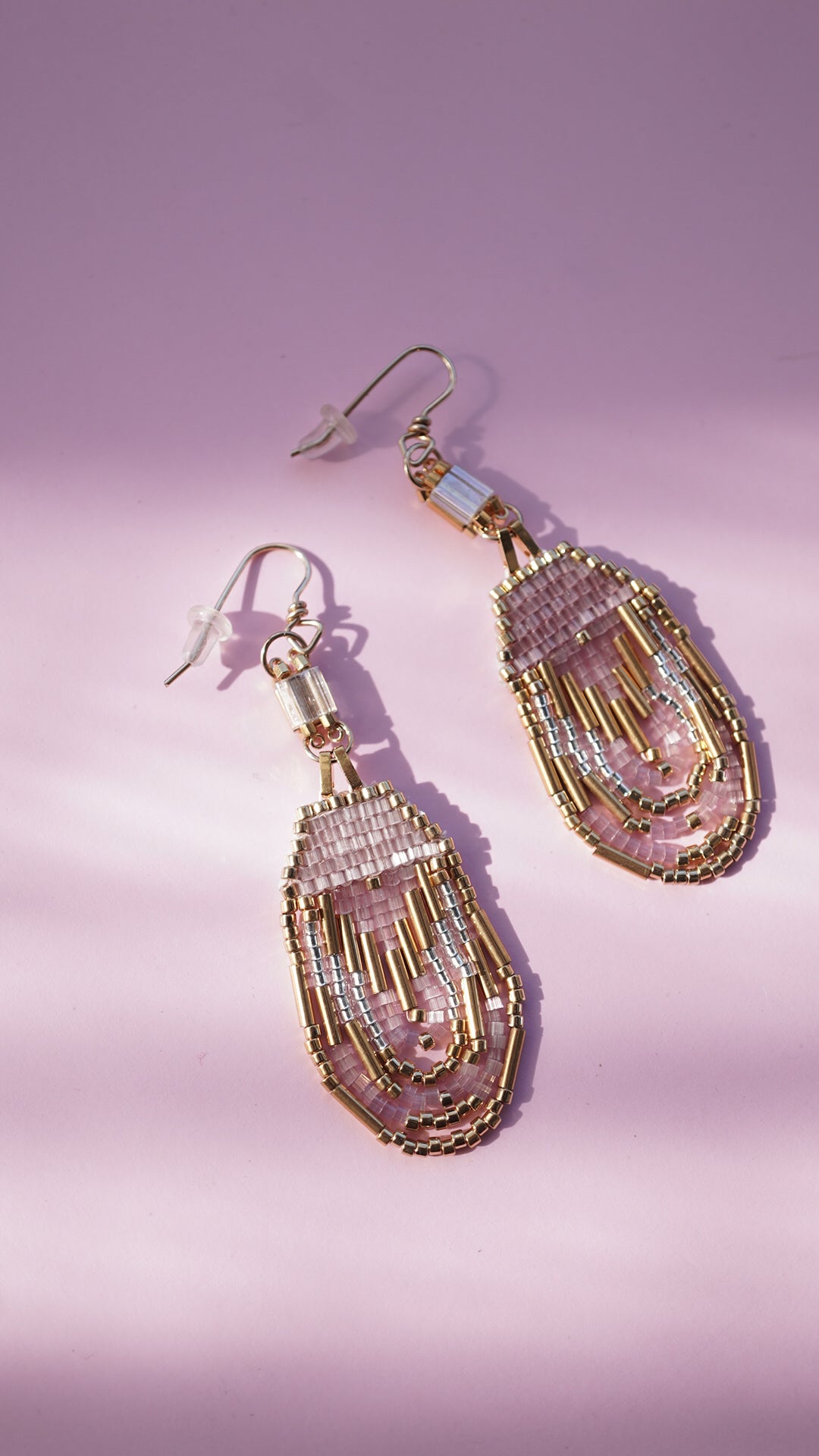 Pink and Gold Sweetheart Earrings