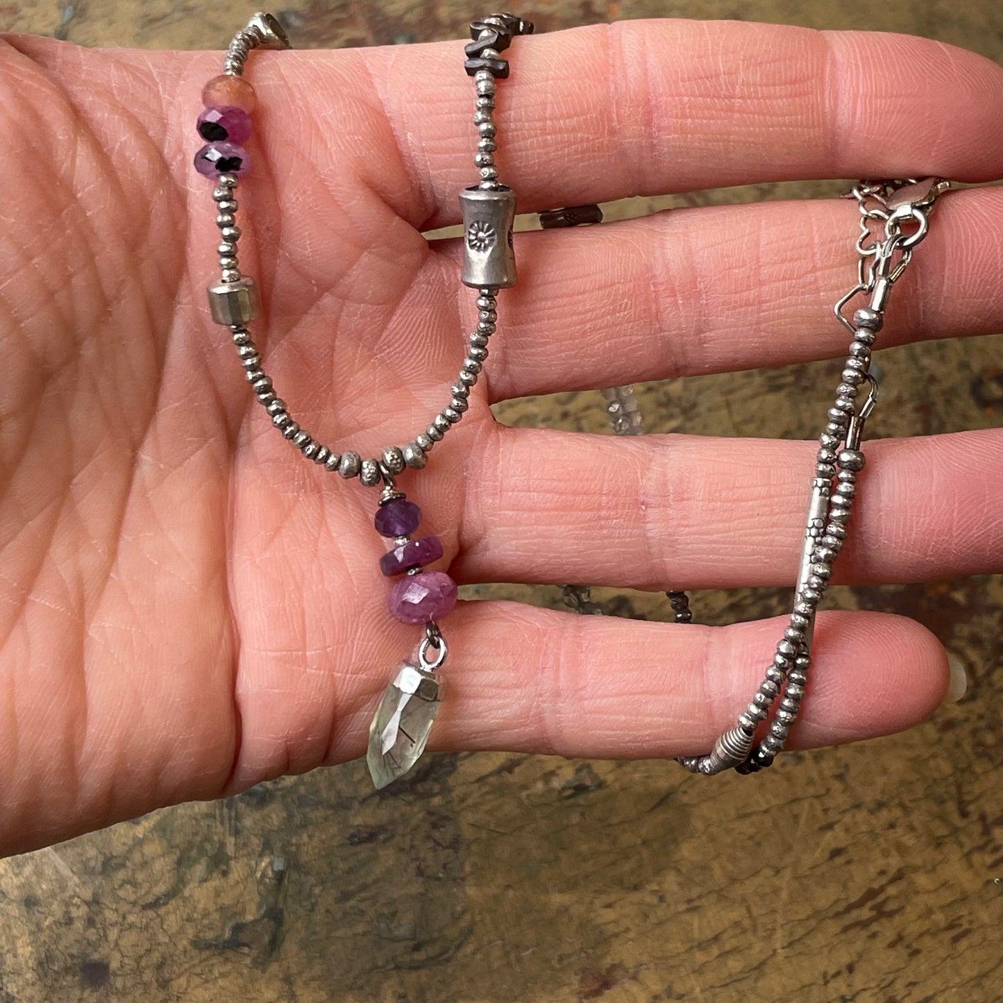 Prehnite Point Pendant Necklace