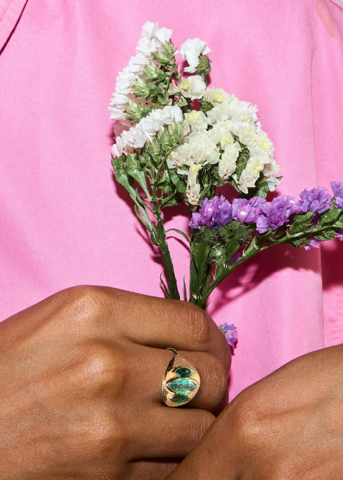 Light Ring in Green Tourmaline 14K