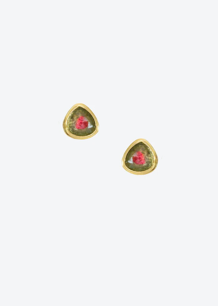Watermelon Slice Studs 14K