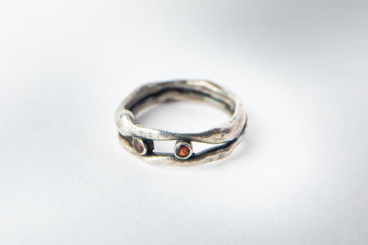 Double Band Ring with Garnets