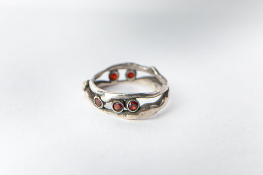 Double Banded Garnet ring