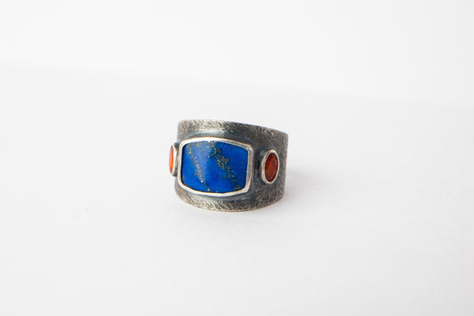 Lapis and Fire Opal Ring