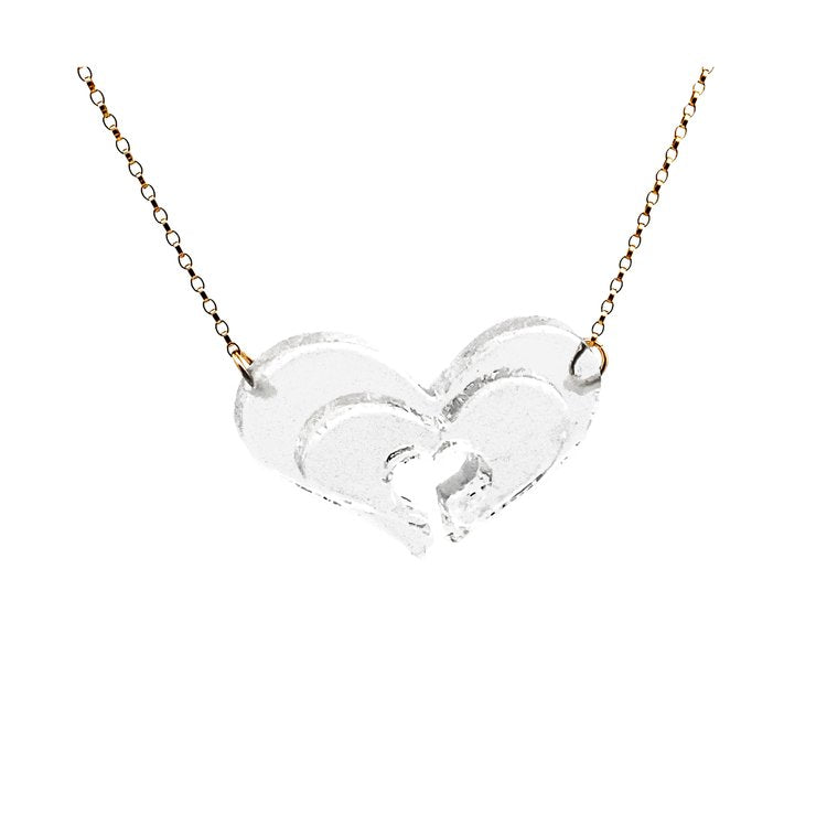 Stacked Clear Heart Necklace
