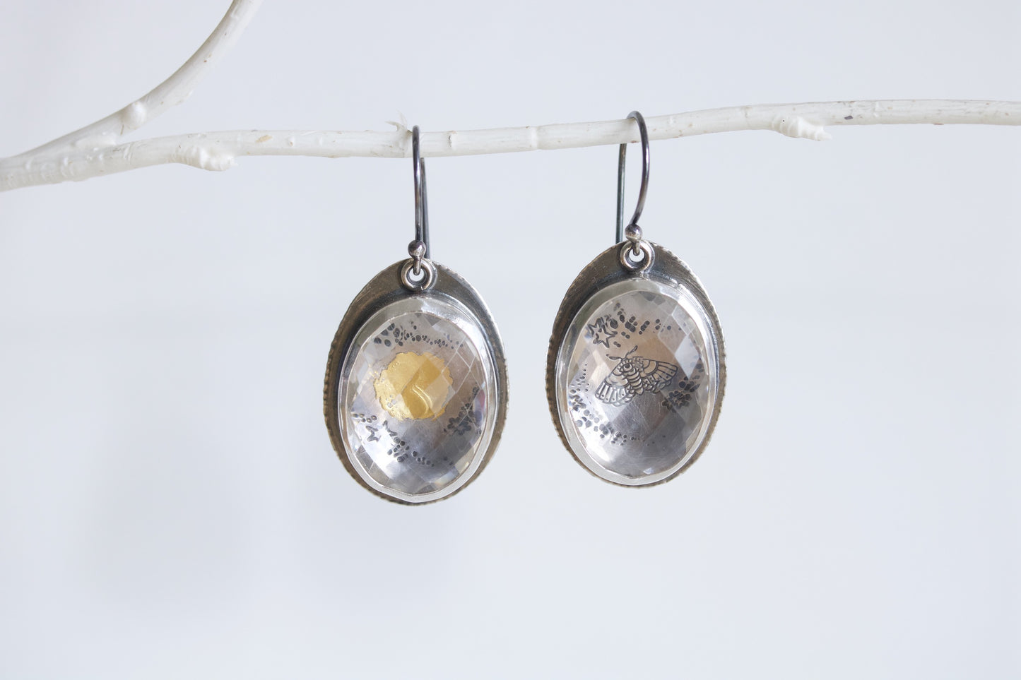 Moon and Moth Earrings- large