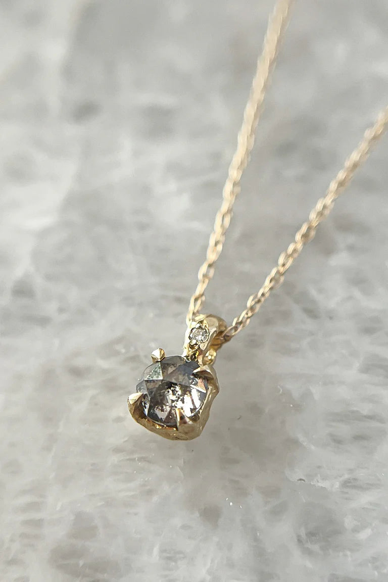 Rose cut Salt and Pepper Diamond Pendant Necklace