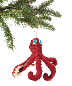 Red Octopus Ornament