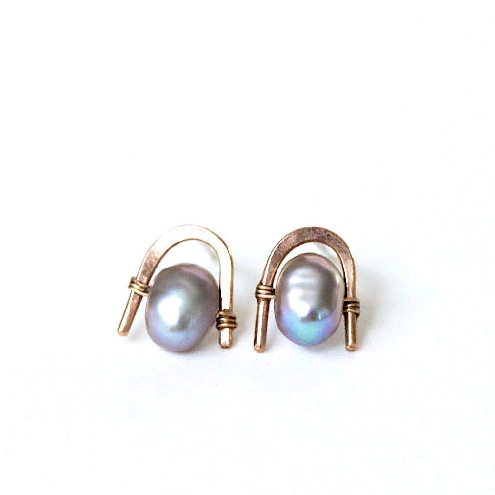 Grey Pearl Staple Studs