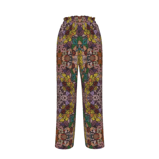 Golden Garden Floral Satin Pants