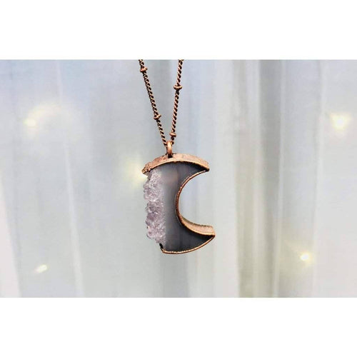 Crescent Moon Druzy Necklace