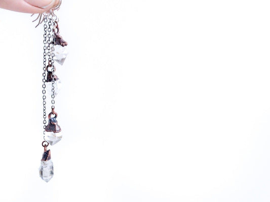Tibetan Quartz Point Silver Earrings