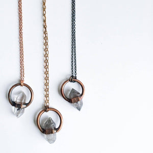 Anthraxolite Quartz Hoop Necklace