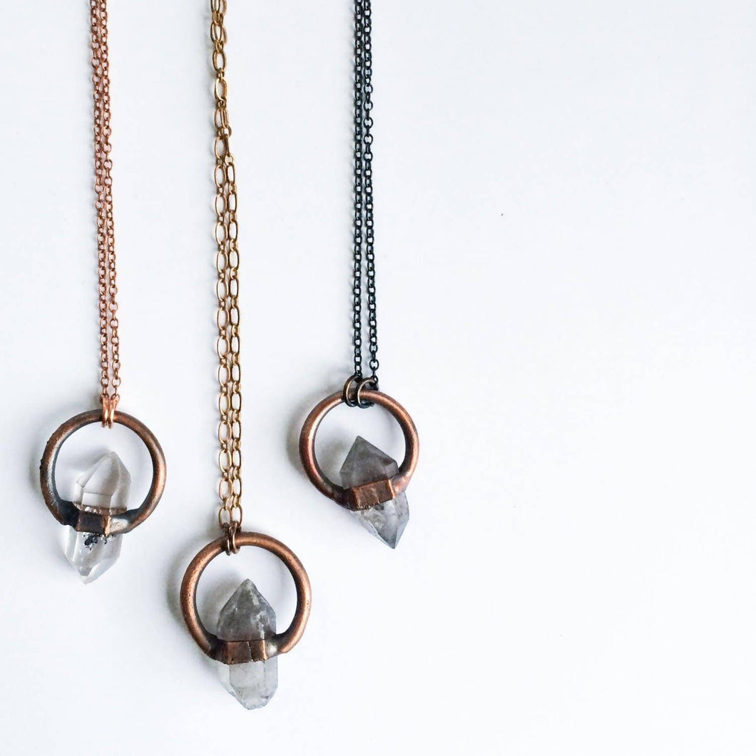Anthraxolite Quartz Hoop Necklace