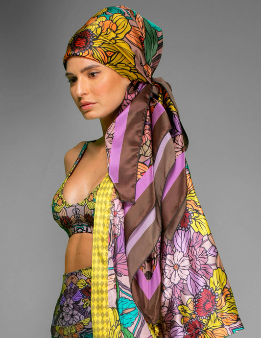 Golden Garden Delights silk scarf