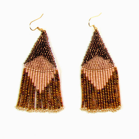 Beaded Graphic Fringe Earrings