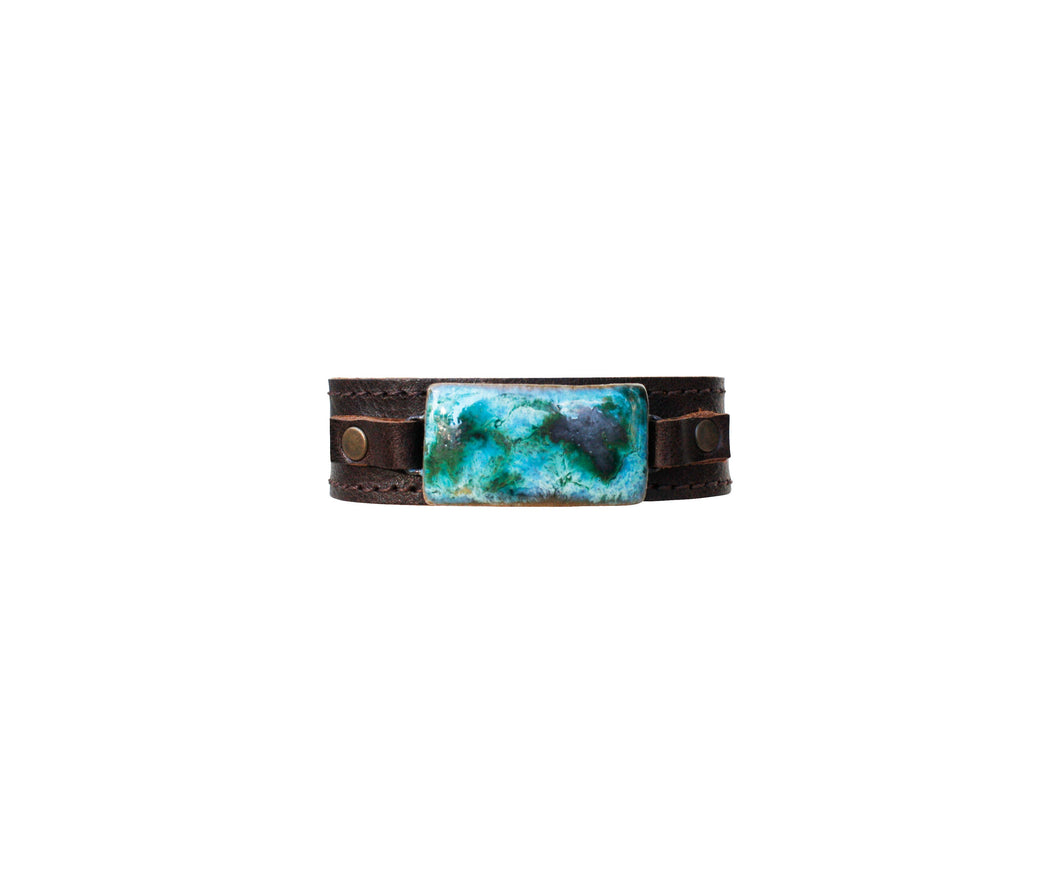 Dandy Jewelry - Rectangle ID Buck Bracelet - Brown Leather
