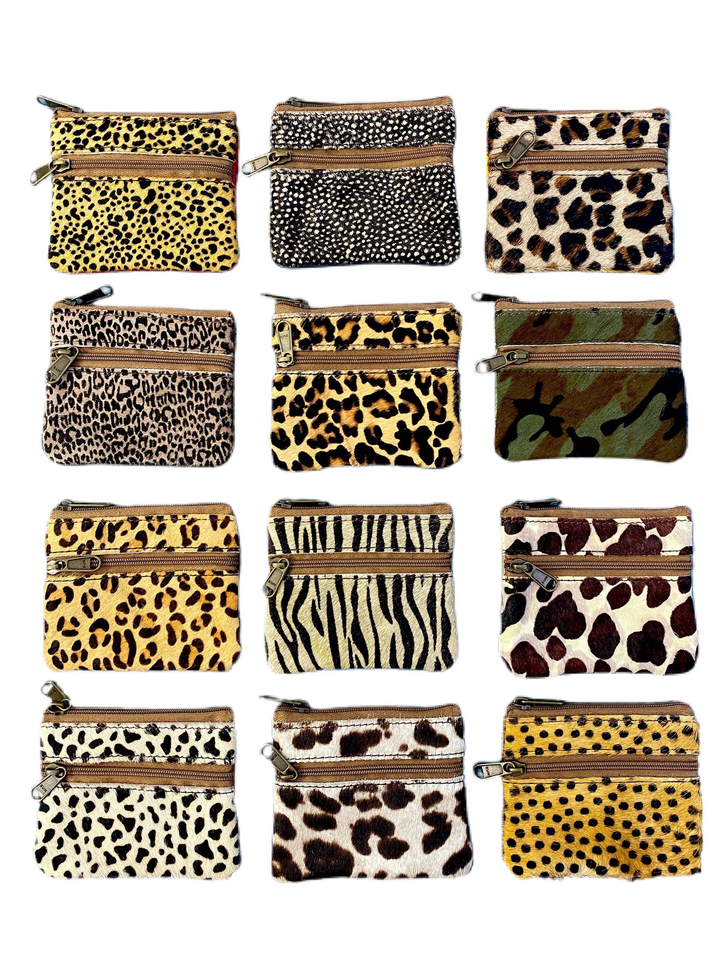 Leather Hair on Hide Coin Purse Double Zip