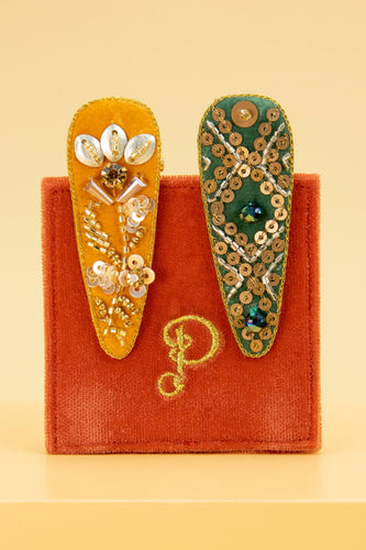 Powder Design inc - Jewelled Hair Clips (Pack of 2) - Teal/Mustard