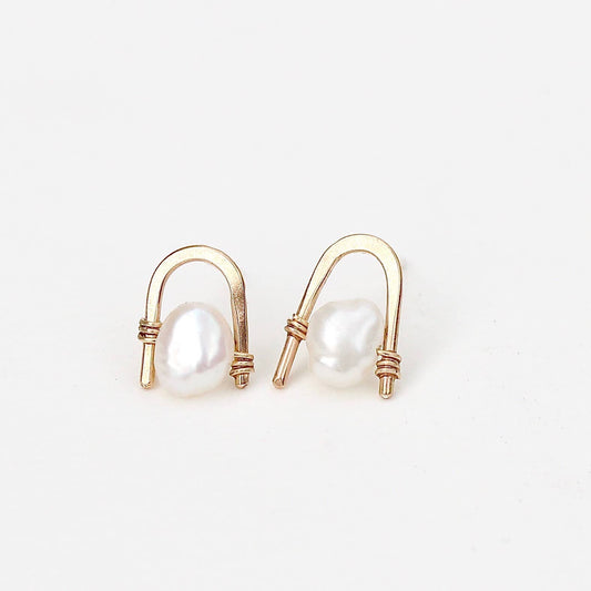 White Pearl Staple Studs