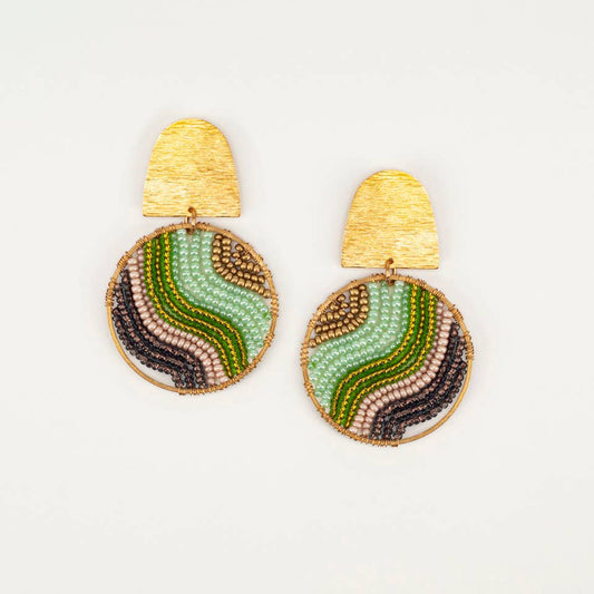 Beaded and Brass Flow Post Earrings