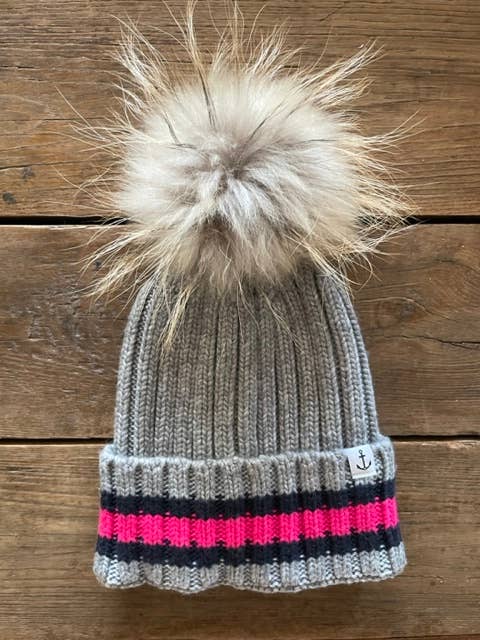 The OG Buoy Beanie | Heather Hot Pink/Navy Customize Pom
