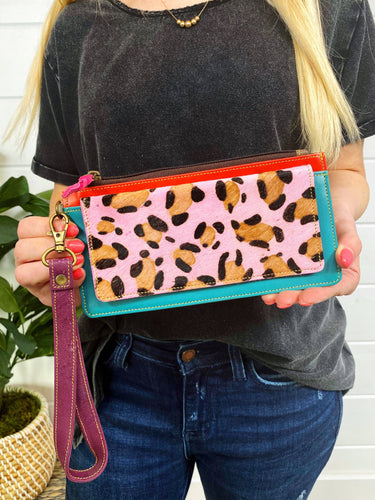 Aria Leather and Hair on Hide Wallet Wristlet