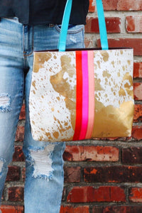 Perry Leather Hair on Hide Tote Bag Purse