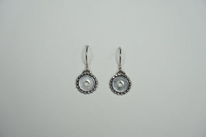 Sterling silver circle dangle earrings with outer dots