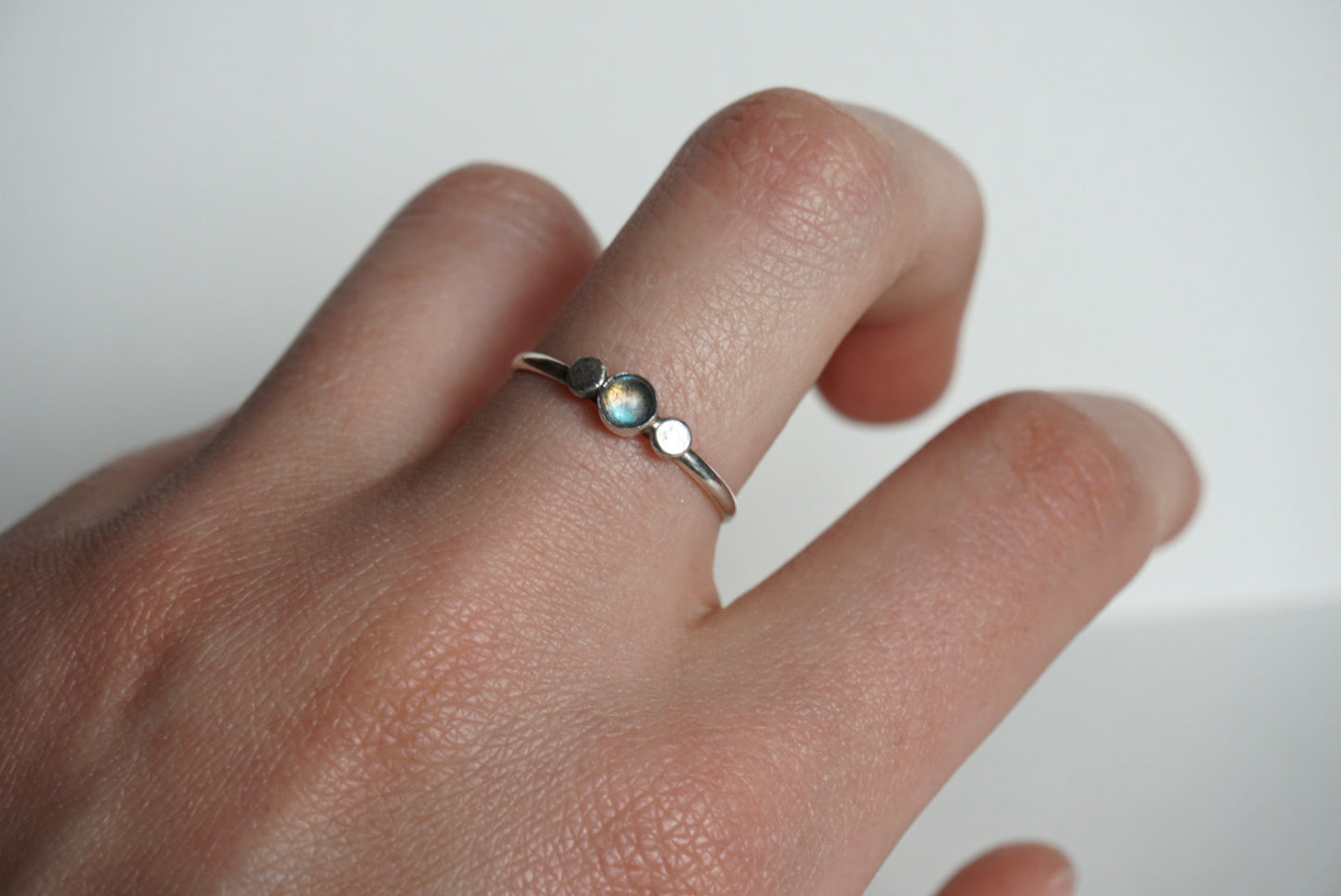 Sterling silver stacker ring with labradorite