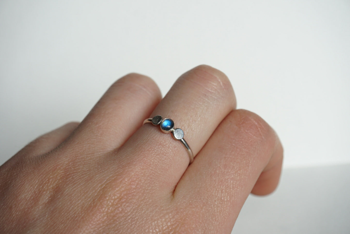 Sterling silver stacker ring with labradorite