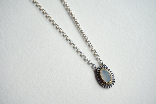Moonstone with gold and silver necklace 20"