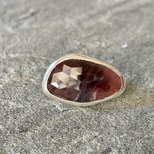 Rose-Cut Red Sapphire Sterling Silver Ring