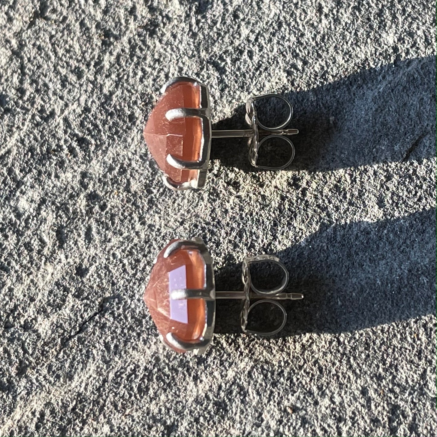 Chocolate Moonstone Hexy Studs