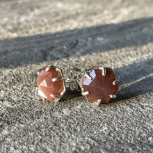 Load image into Gallery viewer, Chocolate Moonstone Hexy Studs