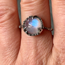 Load image into Gallery viewer, Mystical Solitaire Sterling and Rosecut Moonstone Ring