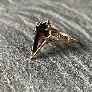 "Mystical Solitaire" Gold ring with Smokey Quartz