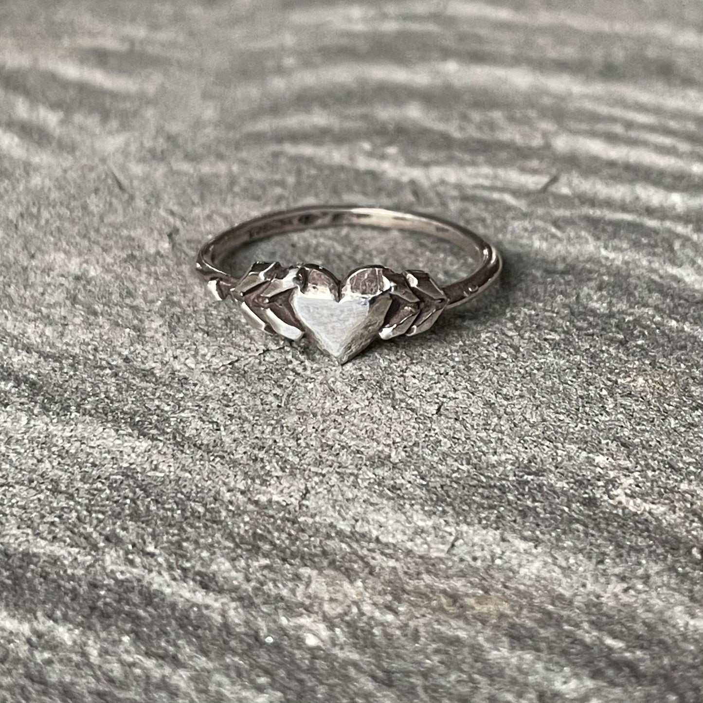 “Love struck” ring in Blackened Sterling Silver