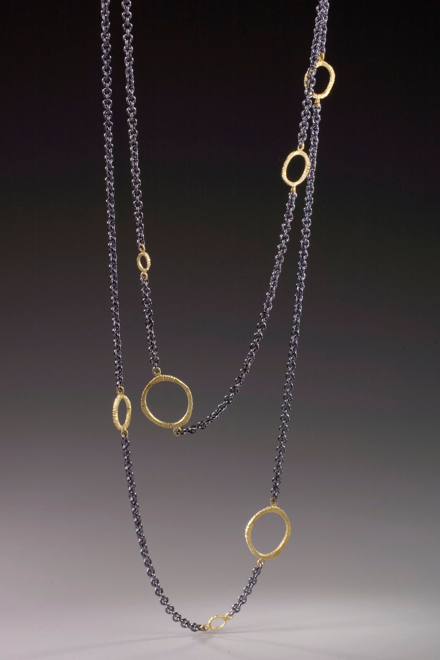 Floating 18K Gold Ring Necklace