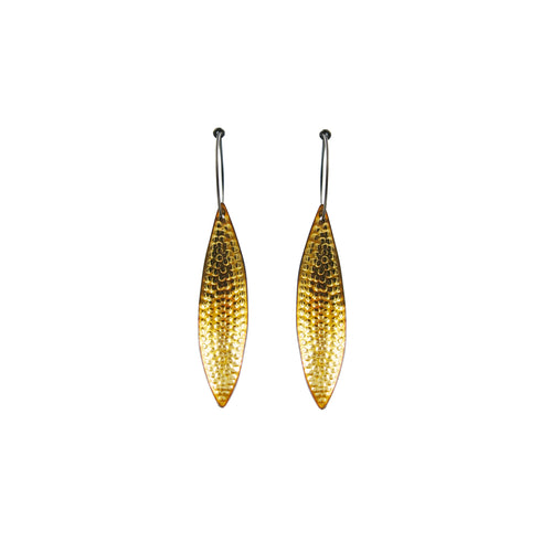 Hammered Leaf Earrings - 18k bimetal