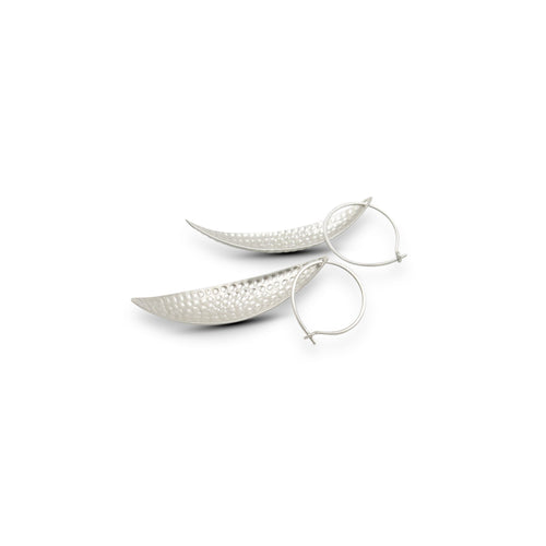 Hammered Leaf Earrings - sterling silver