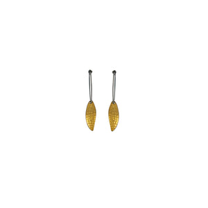 Hammered Mini Leaf Earrings - 18k bimetal