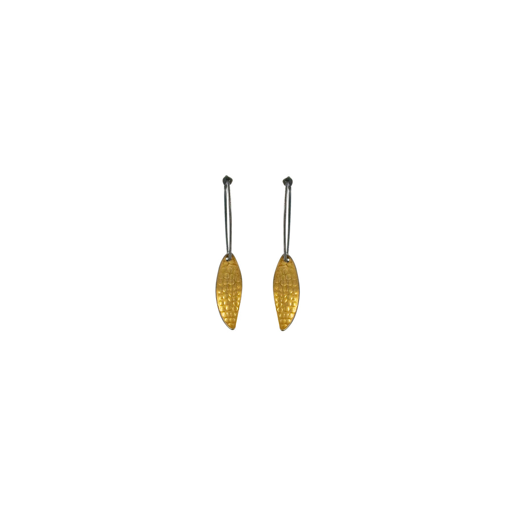 Hammered Mini Leaf Earrings - 18k bimetal