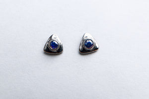 Triangular sapphire silver studs