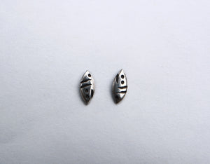 Large patterned ellipse silver studs