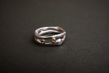 Load image into Gallery viewer, Organic silver citrine double band size 8.25
